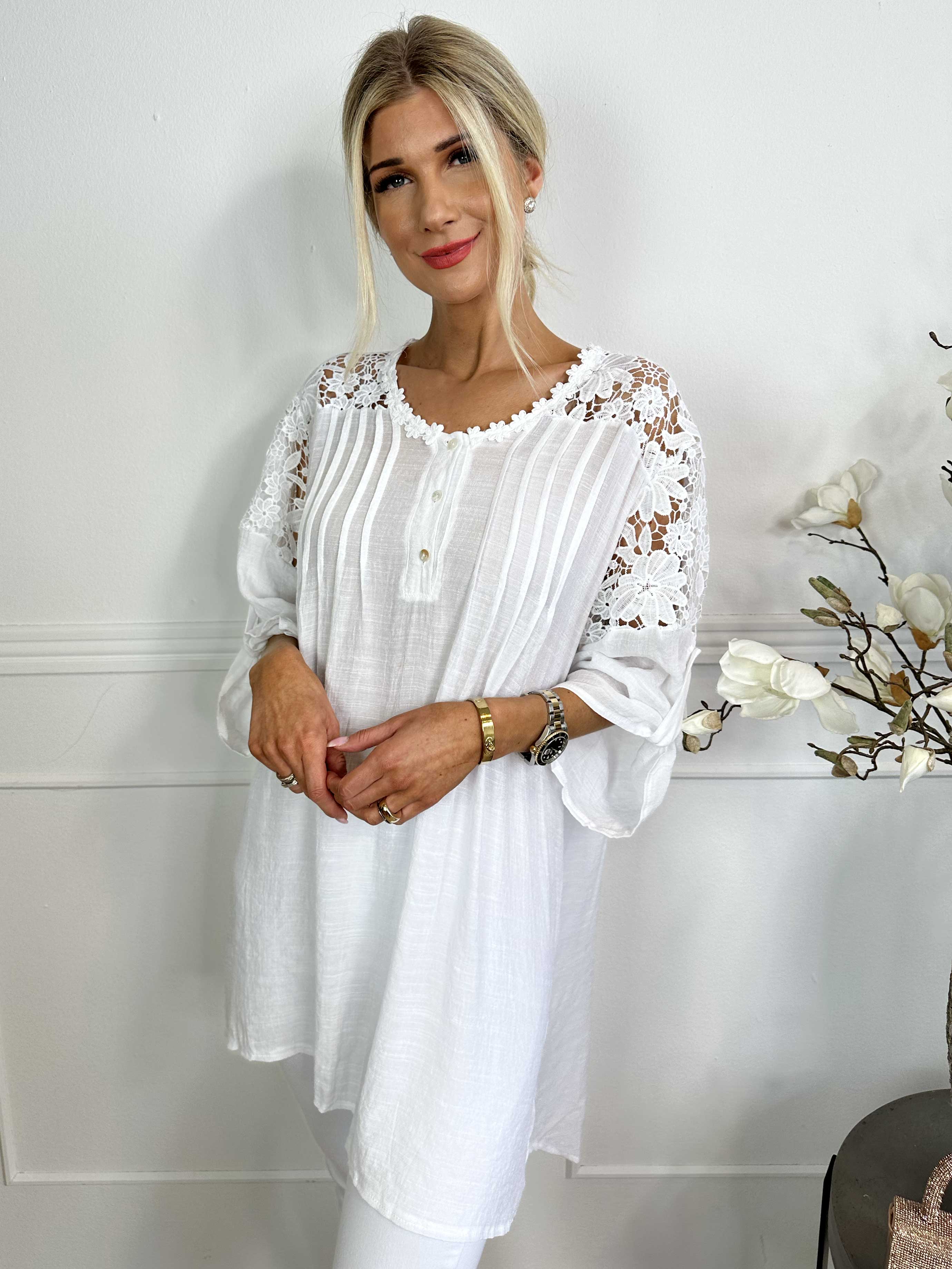 Juliette - Tunika i bomuldsblanding med broderinger